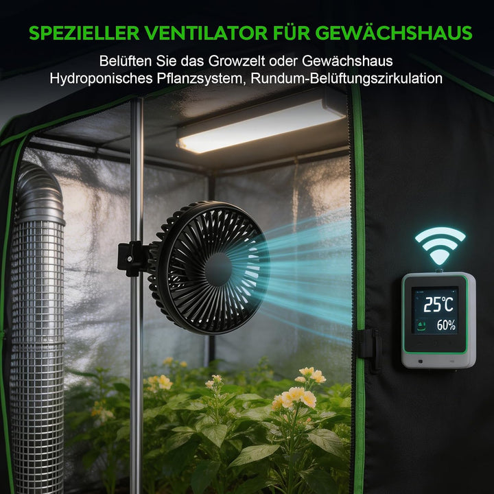 Grow Ventilator mit Clip, 2PCS, Autoventilator mit USB-Stecker, 3700rpm Luftzirkulations-Kühlventila