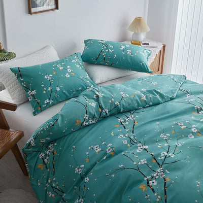 OLDBIAO Bettwäsche 240x220 cm Set, Blau Mikrofaser Bettbezug 240x220cm und Kissenbezüge 80x80cm, Äst