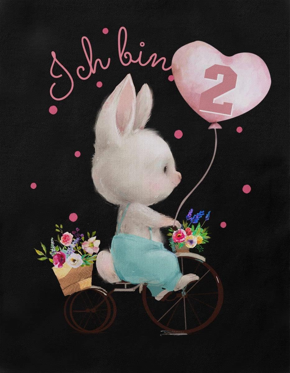 miKalino Baby/Kinder Longsleeve mit Spruch Ich Bin Zwei 2 Niedlicher Hase auf einem Fahrrad Langarm