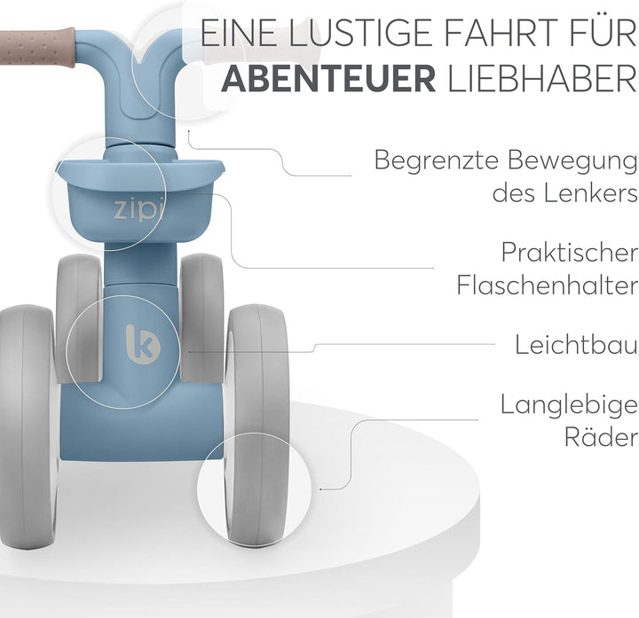 KikkaBoo ZIPI Fahrrad Ohne Pedale, Laufrad mit Korb, Einstellbar, Kinderspielzeug, Baby-Geschenk Bla