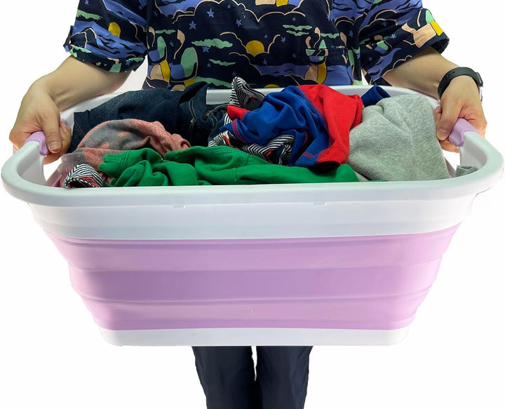SAMMART 41L Collapsible Plastic Laundry Basket - Foldable Pop Up Storage Container/Organizer - Porta