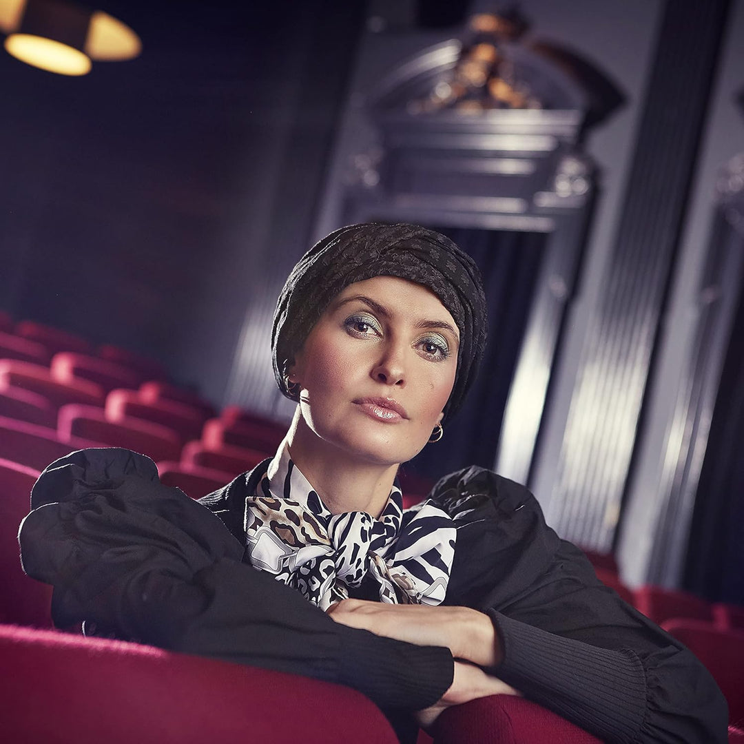 Christine Headwear Damen • - EMMY V turban Black, Black matte'n'shiny, Einheitsgrösse EU