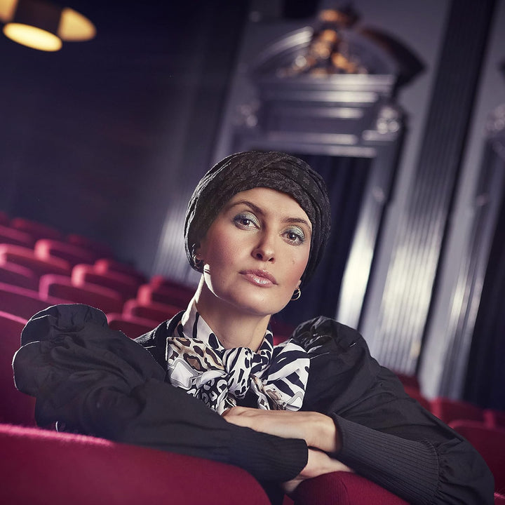 Christine Headwear Damen • - EMMY V turban Black, Black matte'n'shiny, Einheitsgrösse EU