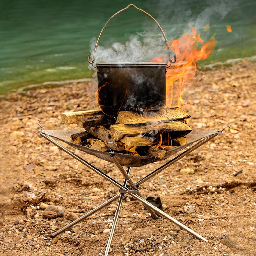 MIVIDE Tragbare Feuerstelle für Aussen, 42cm Feuerschale Outdoor Fire Pit, 304 Edelstahl Faltbar Feu