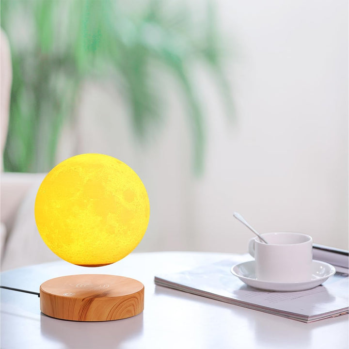 VGAzer Schwebende Mond Lampe,In der Luft frei schweben und spinnen mit hölzerner Basis und Mondlicht