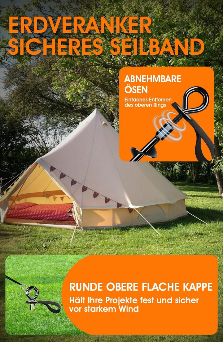 Schwerlast Bodenanker 4 Pack,Robust voll verschraubter Erdanker mit Gurten zur Befestigung von Tramp