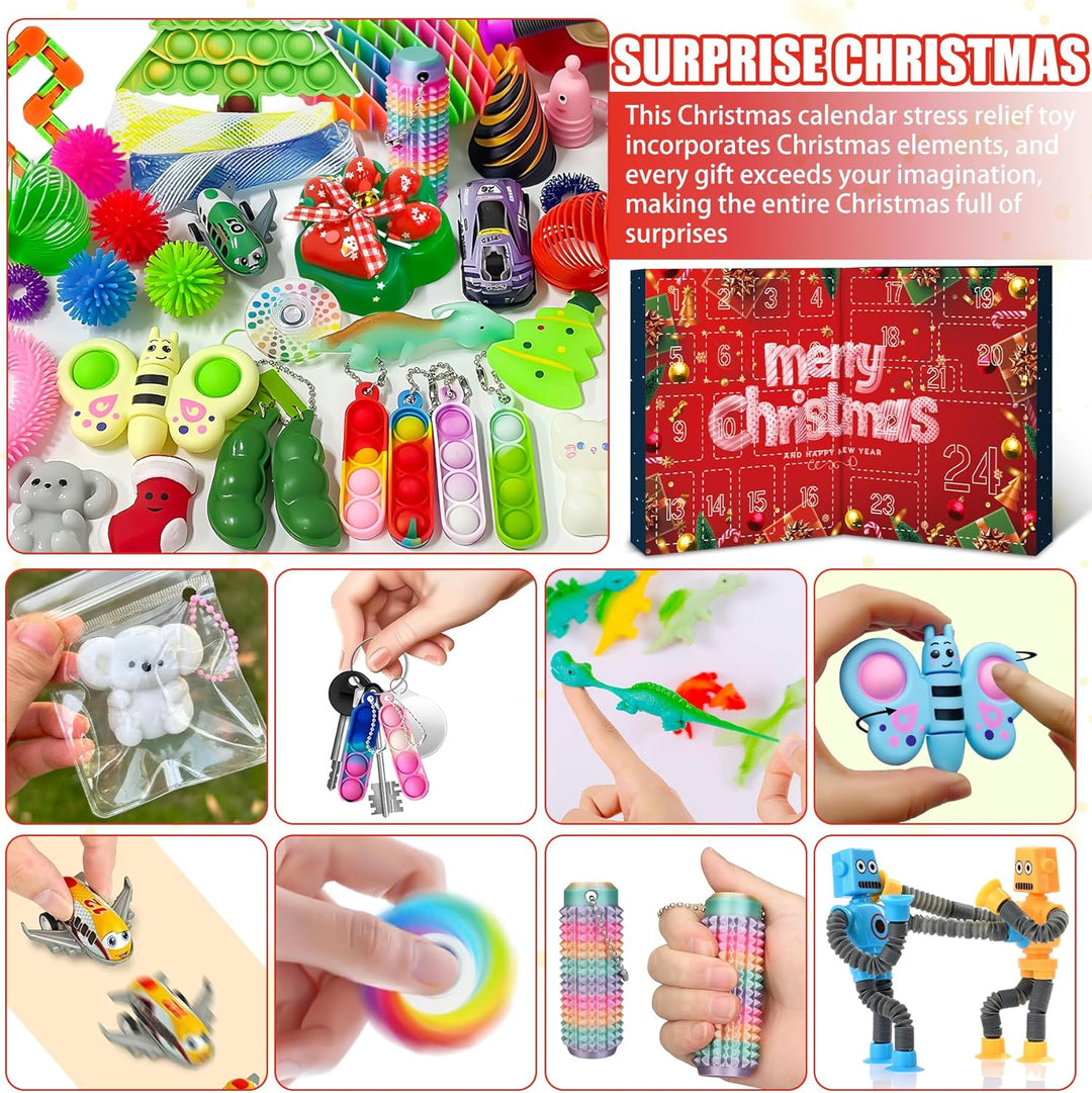 Fidget Toys Adventskalender 2025, 24 Tage Weihnachts Countdown Kalender, Fidget Advent Calendar mit