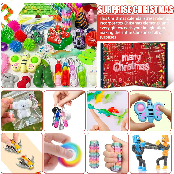 Fidget Toys Adventskalender 2025, 24 Tage Weihnachts Countdown Kalender, Fidget Advent Calendar mit