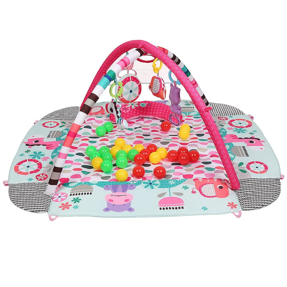 4-in-1 Baby Spieldecke Laufstall, Spielbogen, Bällebad Spielmatte mit Spielbogen Abnehmbarem,Neugebo