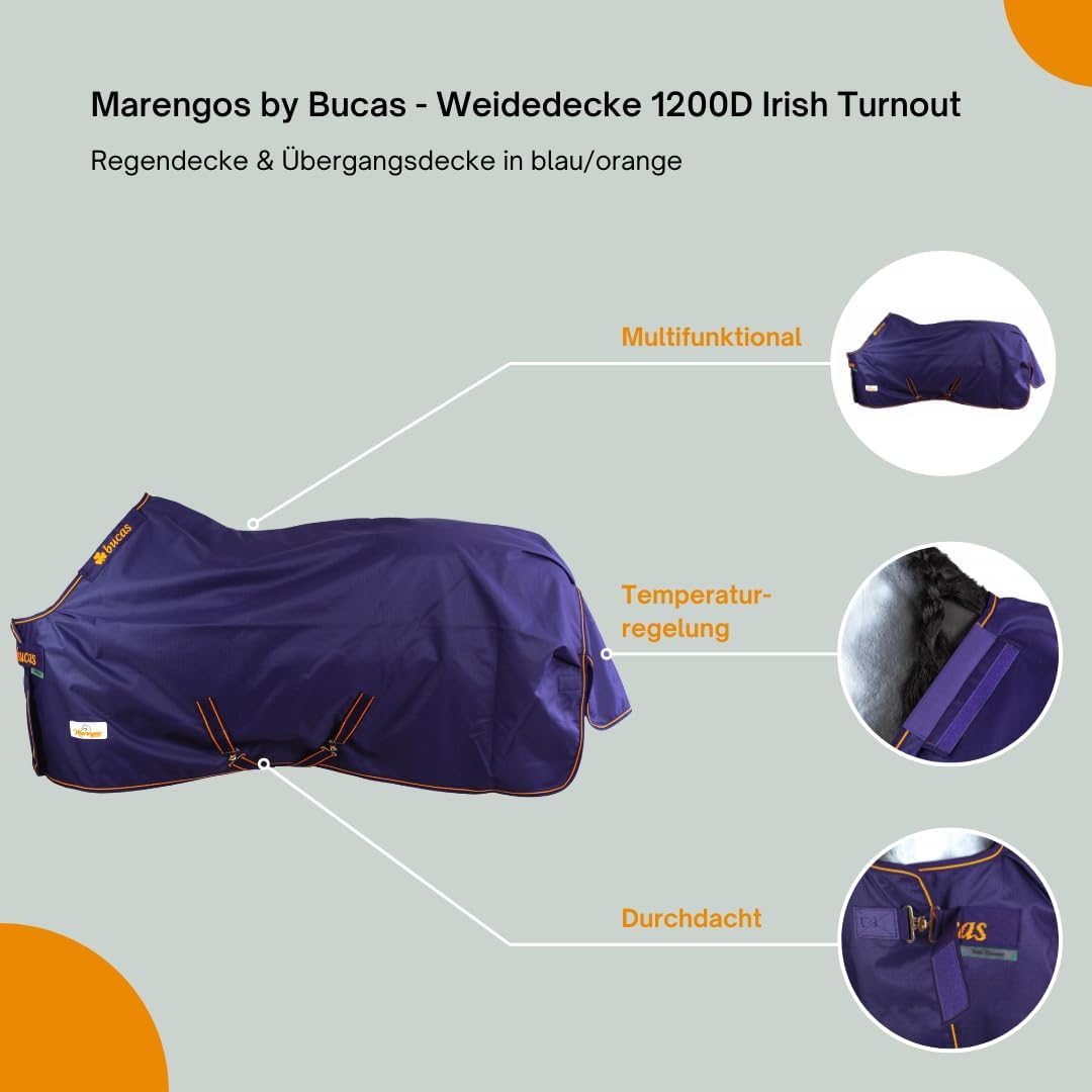 Marengos by Bucas - Winterdecke Weidedecke 1200D Irish Turnout mit 50g, 100g, 200g oder ohne Füllung