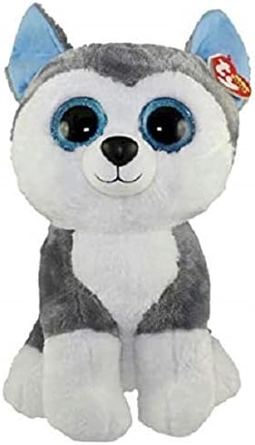 Carletto Ty Slush Husky Beanie Boos Huksy TY 37069 Hund mit Glitzeraugen, Grau, 16"