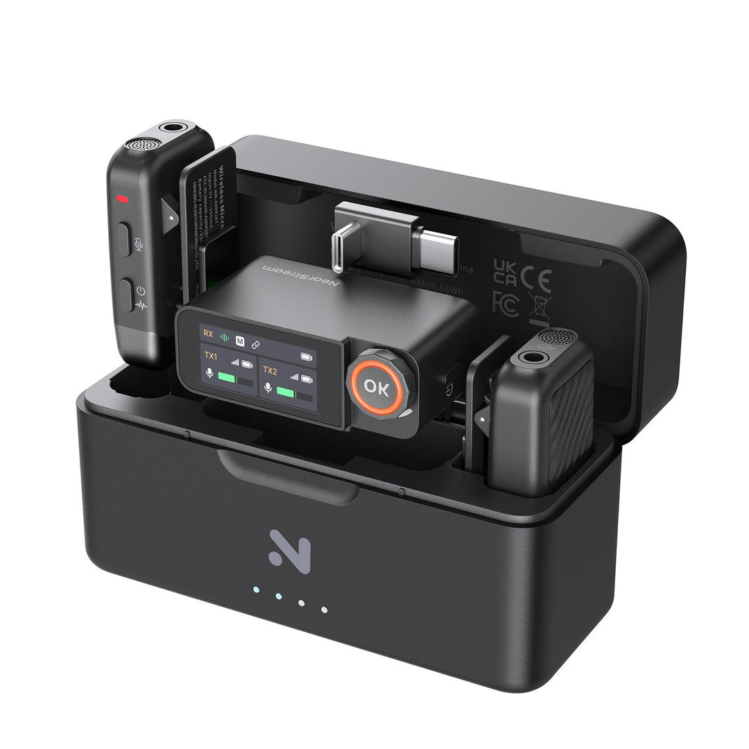 NearStream Wireless Lavalier Mikrofon für iPhone, Android, Kamera und PC Clip-On-Funkmikrofon mit Mo