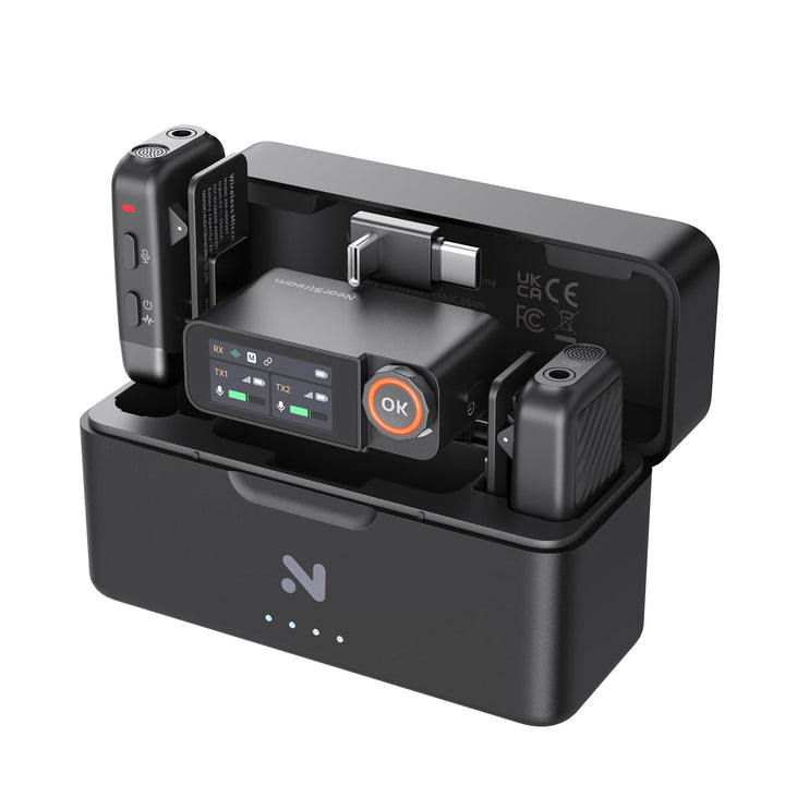 NearStream Wireless Lavalier Mikrofon für iPhone, Android, Kamera und PC Clip-On-Funkmikrofon mit Mo