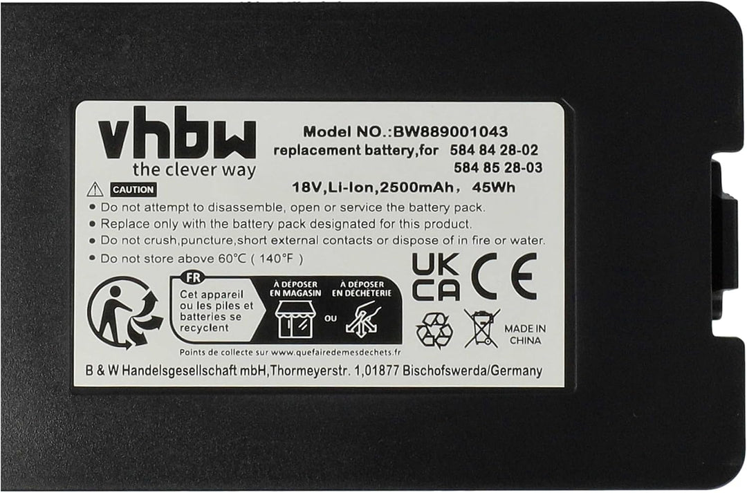 vhbw Akku kompatibel mit Husqvarna Automower 315 (2020), Mark II (2022) Rasenroboter (2500mAh 18V Li