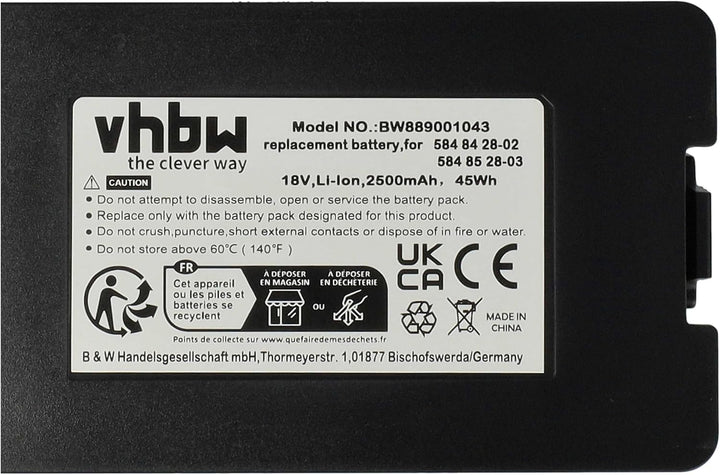 vhbw Akku kompatibel mit Husqvarna Automower 315 (2020), Mark II (2022) Rasenroboter (2500mAh 18V Li