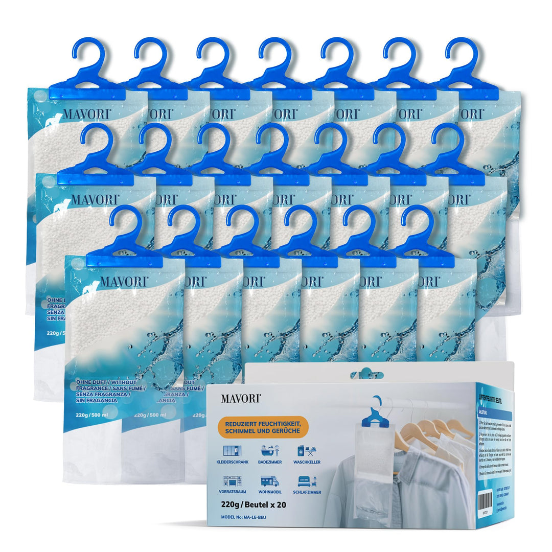 20er Set XL Luftentfeuchter zum Aufhängen I Luftentfeuchter Beutel I Entfeuchter Schrank und Feuchti