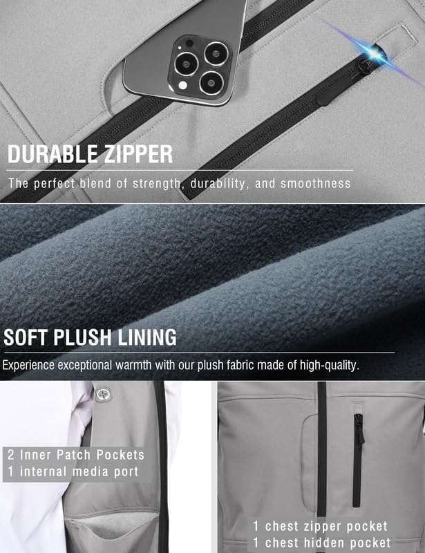 Leichte Softshell Weste für Herren, Bodywarmer Fleece Weste Full Zipp Softshellweste, Weste Herren O