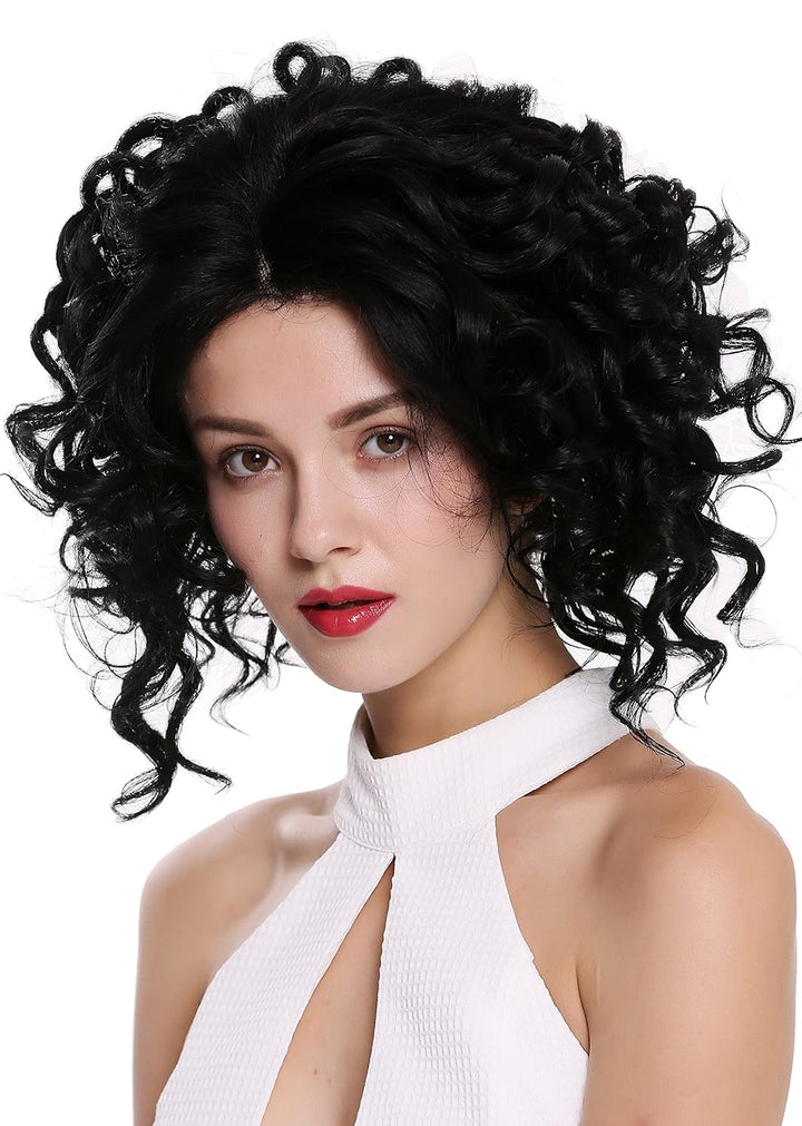 WIG ME UP - MLU16-MF-1 Perücke Damenperücke Lace-Front Teil-Mono Wild Gelockt Locken Schwarz