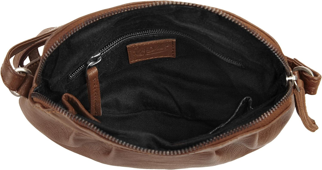 X-ZONE Umhängetasche echt Leder Damen - 020098 Cognac, Cognac