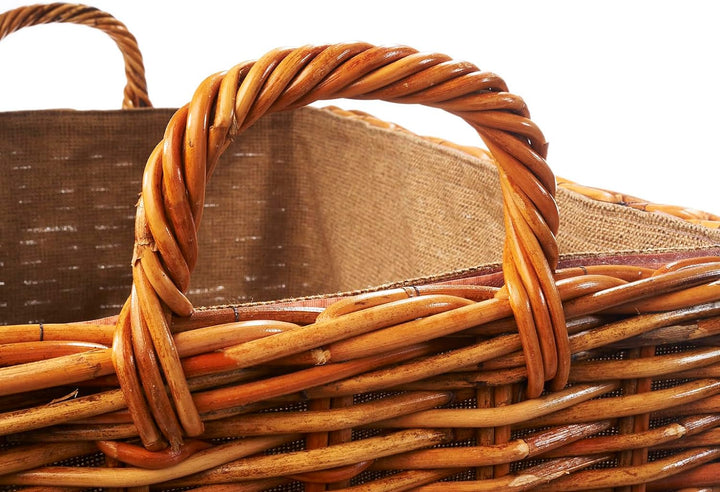 Holztrage Holzkorb für Kaminholz - Rattan Lacak mit abnehmbarem Leinenstoff