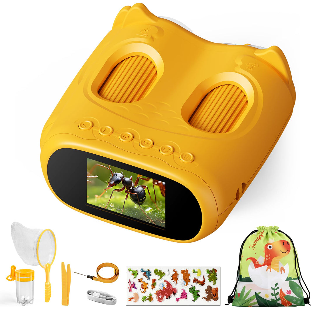 2-in-1 Mikroskop und Teleskop für Kinder, Tragbares Mini-Taschen-Mikroskop, USB Wiederaufladbares Ha