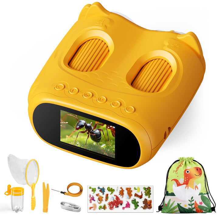 2-in-1 Mikroskop und Teleskop für Kinder, Tragbares Mini-Taschen-Mikroskop, USB Wiederaufladbares Ha