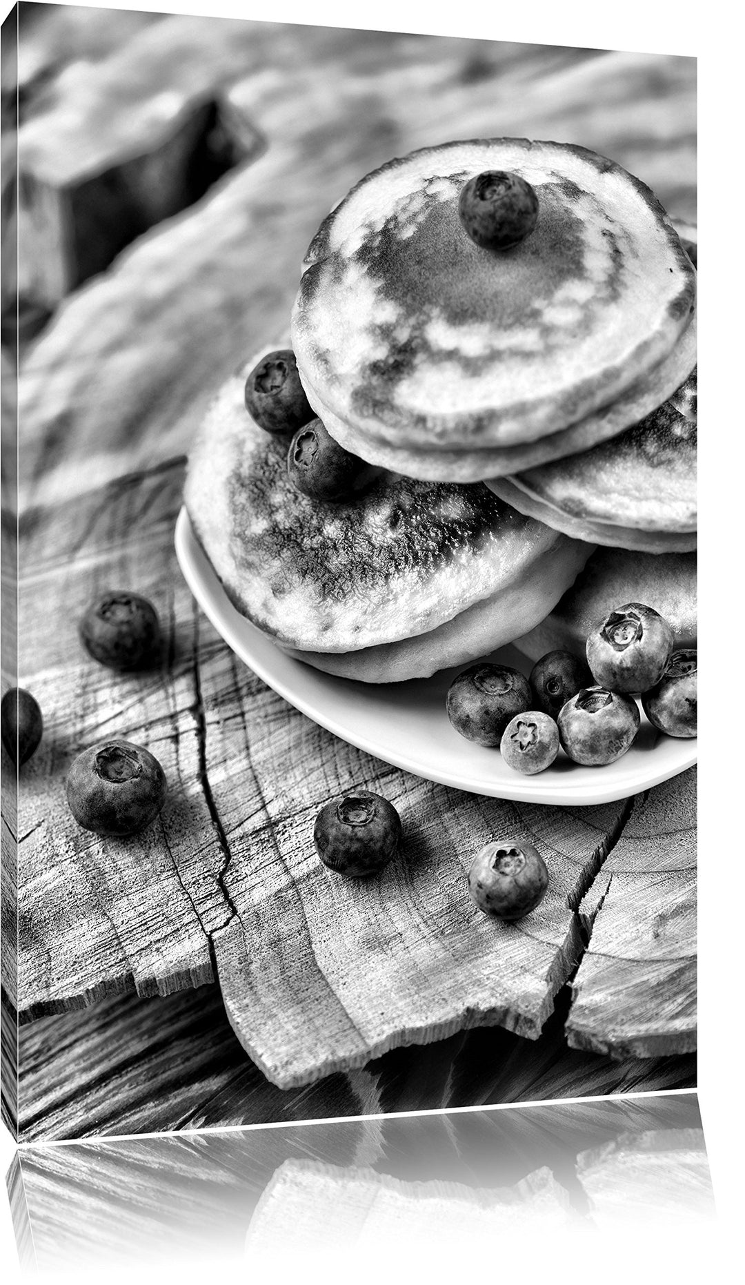 Pixxprint Pancakes mit Blaubeeren als Leinwandbild/Grösse: 100x70 cm/Wandbild/Kunstdruck/fertig besp