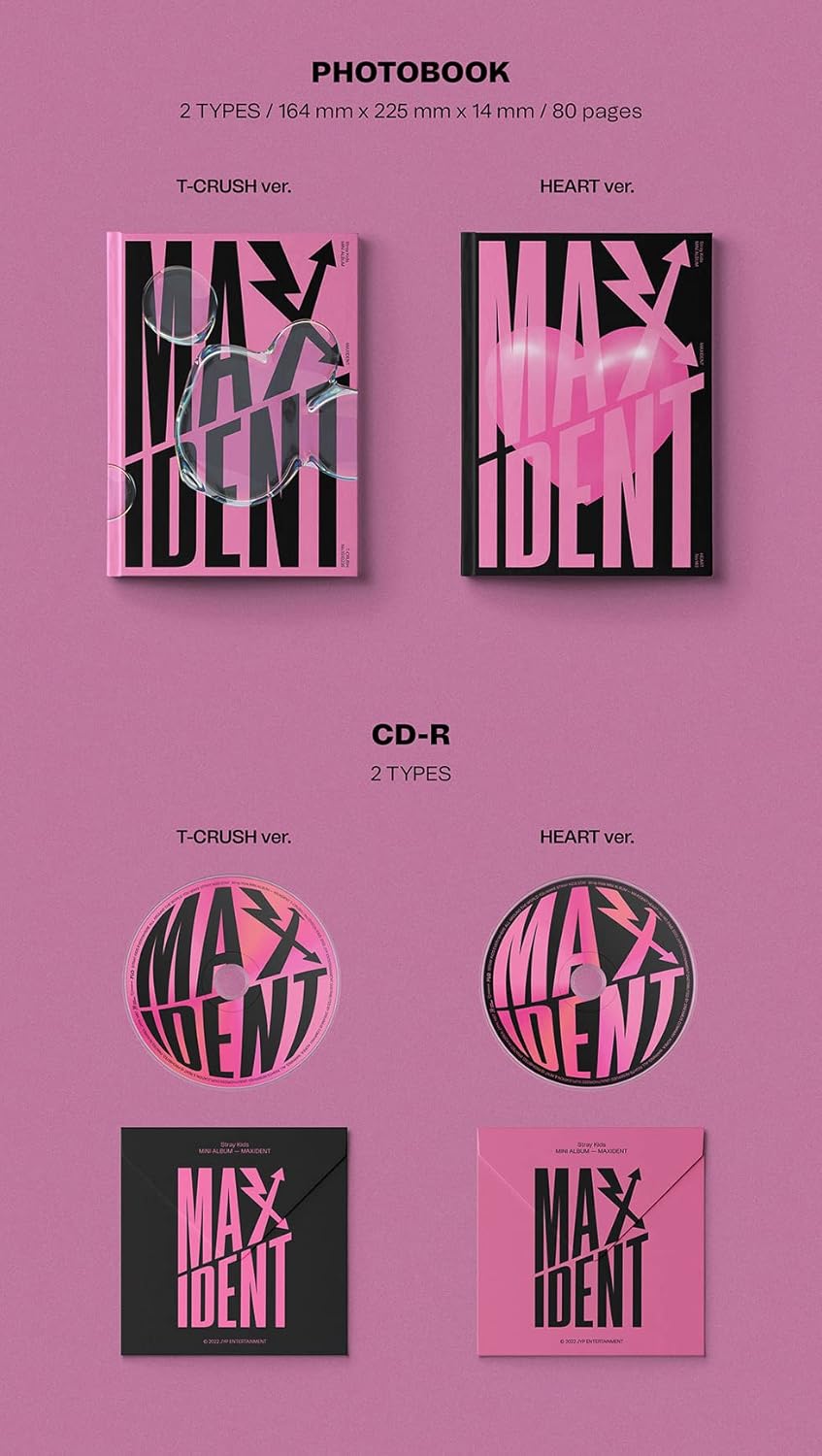 Stray Kids - MAXIDENT [Heart Ver.] Album CD-R+Photocards+Face Sticker+Mini Poster+Photobook+Lyrics P