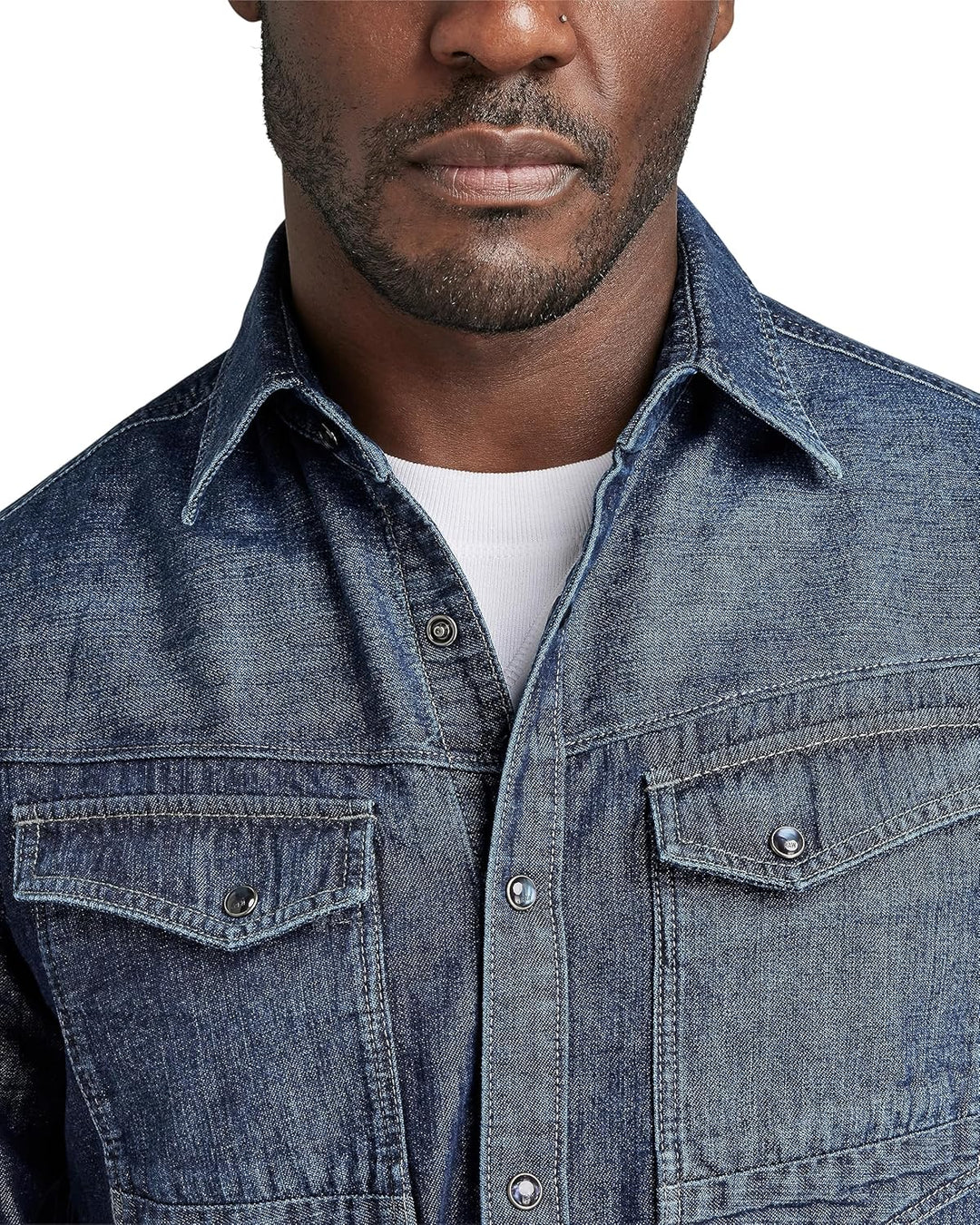 G-STAR RAW Herren Slim Denim Hemd, Blau (worn in deep sea D23616-D252-G133), S