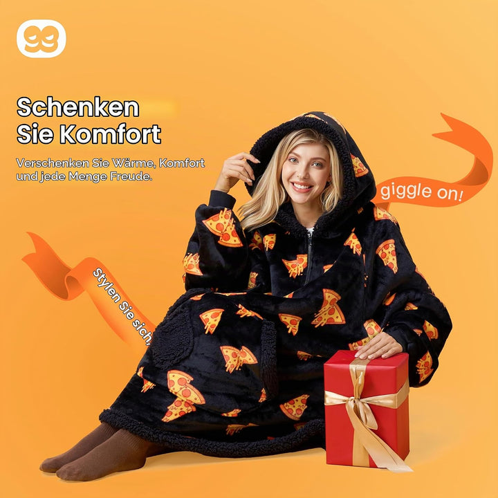 Giggling Getup tragbare Decken Hoodie – Übergrosse Flanell Sherpa Fleece Sweatshirt Decke für Erwach