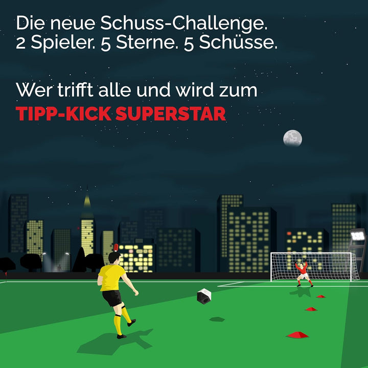 TIPP-KICK Spiel Superstar Fussball-Set mit Filz-Spielfeld (63x22cm) – Challenge für 2 Spieler, handb