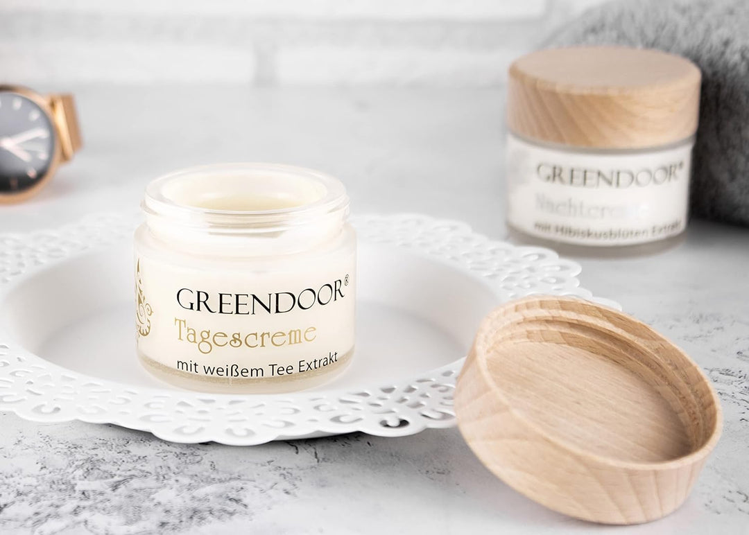 GREENDOOR Naturkosmetik Feuchtigkeitspflege 2er Sparset Tagescreme Bio weisser Tee + Nachtcreme Bio