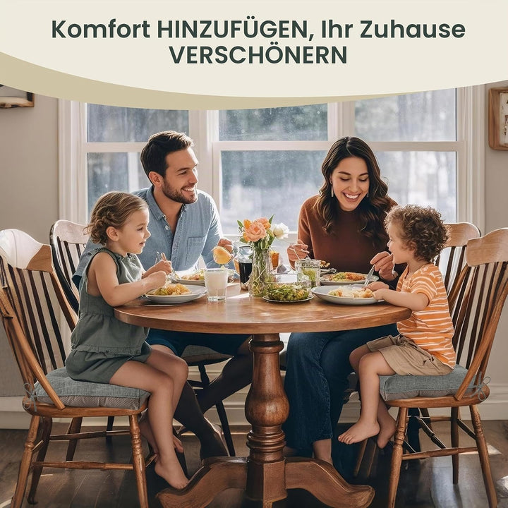 AddGrace 4er Set Stuhlkissen 46x44 cm Sitzkissen für Esszimmerstühle mit Bändern rutschfeste Sitzkis
