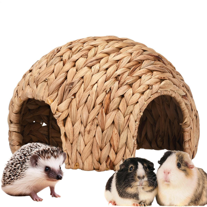 Meerschweinchenhaus 2.5 X 2.5 X 1.8 cm Kaninchennest Natürliches Kaninchen-Rohrkolben-Hausmatte Hand