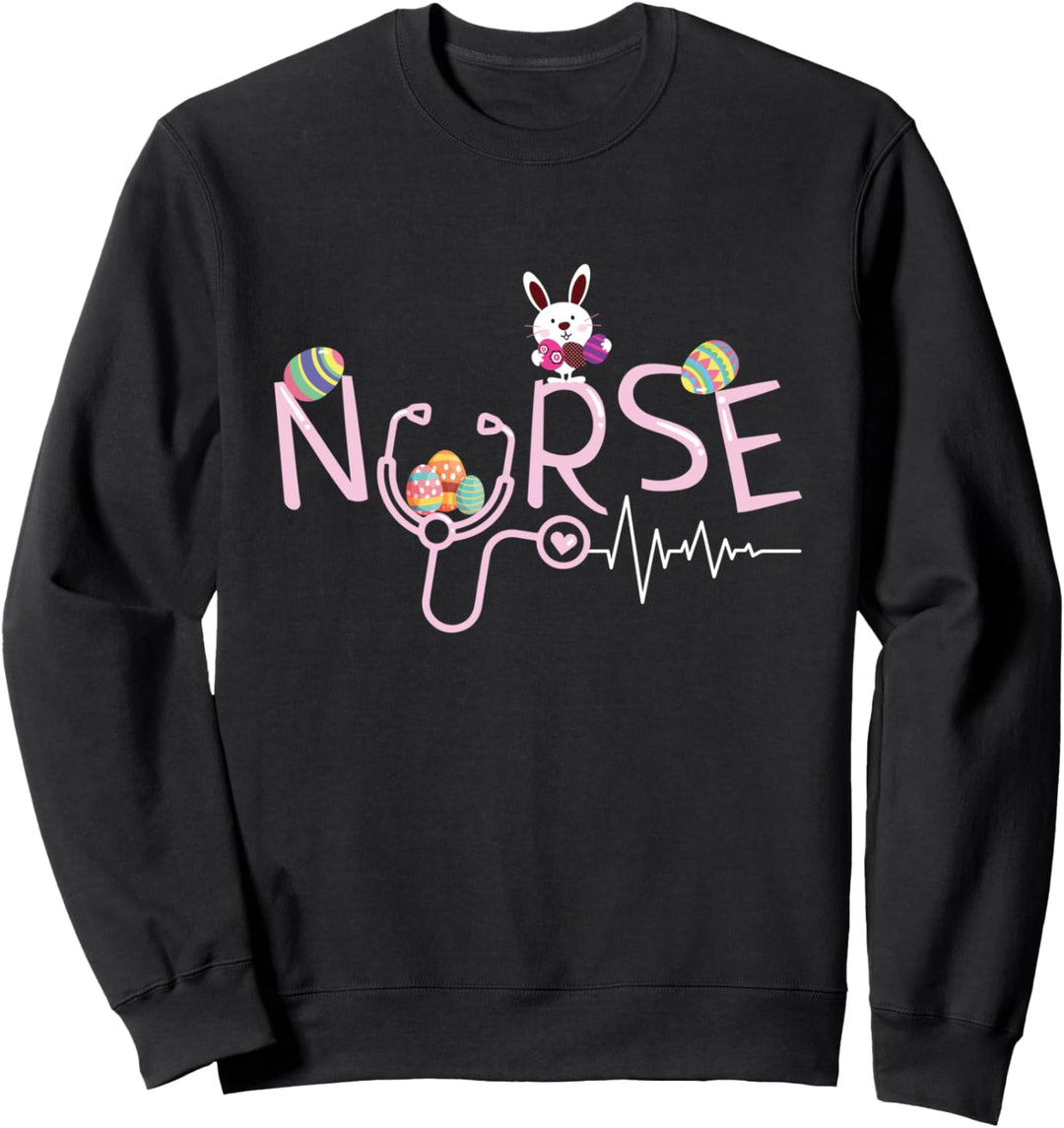 Nurses Gifts Stethoscope Nurse Tail Easter Bunny Eggs RN CNA Sweatshirt