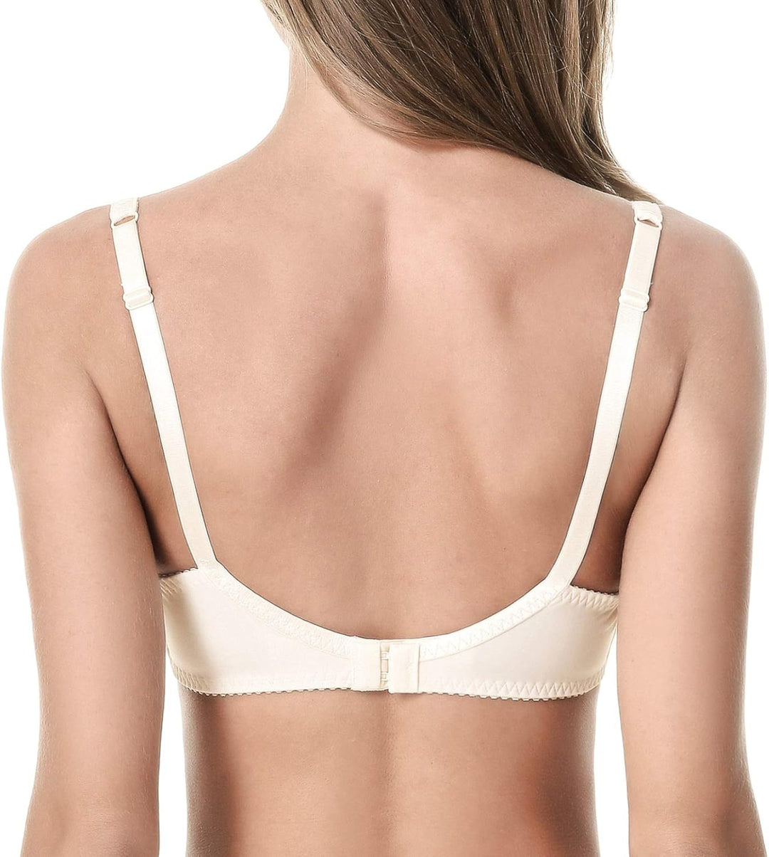 Wingslove Damen BH aus floraler Spitze Lace BH Bügel BH Ungepolstert Soft Cup Vollschalen 70C Nackt,