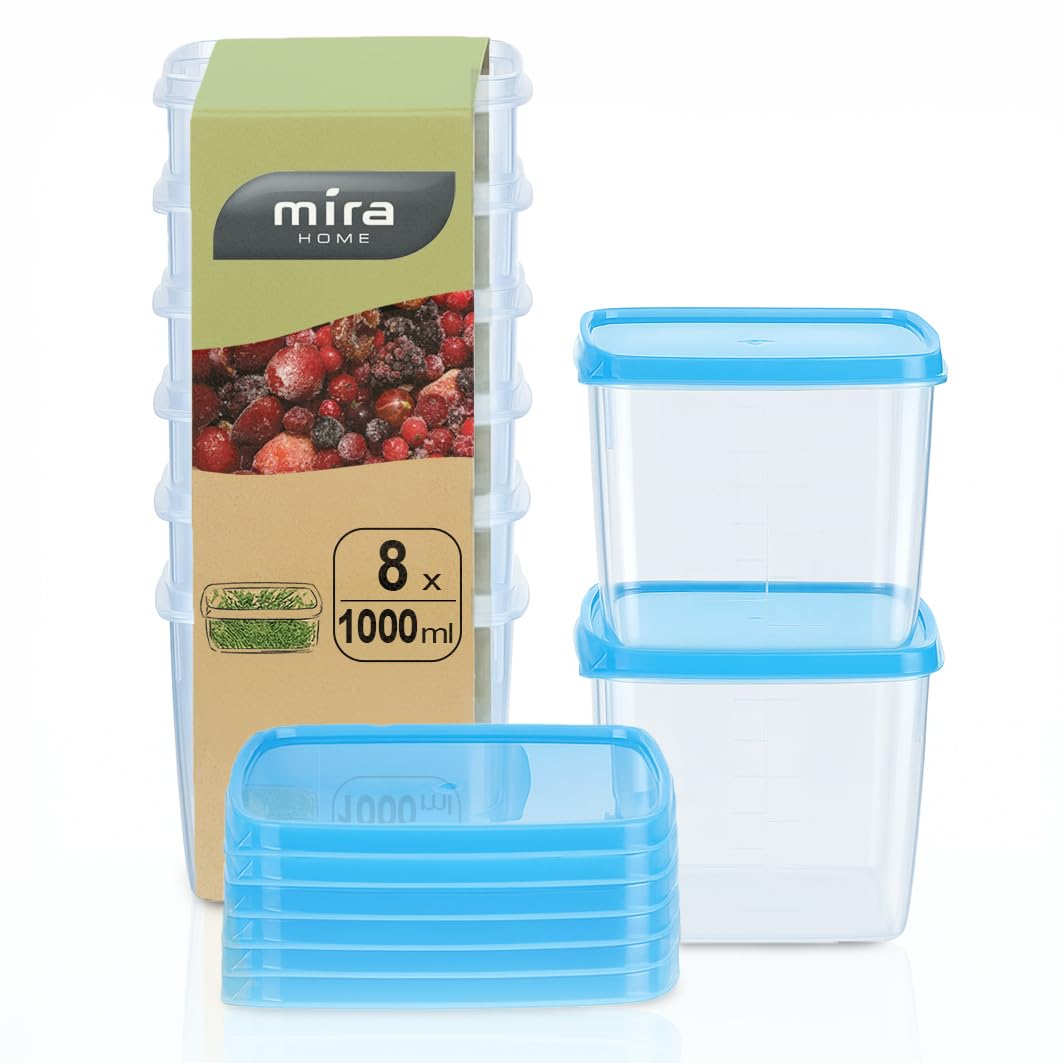 MiraHome Vorratsdosen Set 8x1L Durchsichtig Blau – Perfekt zur Aufbewahrung & Organisation für Leben