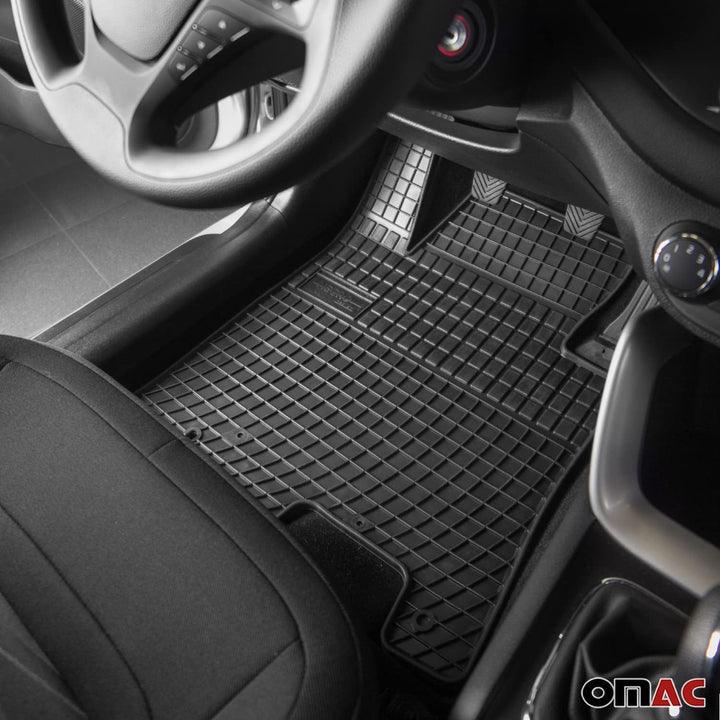 OMAC Gummi Fussmatten kompatibel mit FIAT 500 500C 2007-2020 Automatten Gummi Schwarz 4tlg Fussmatte