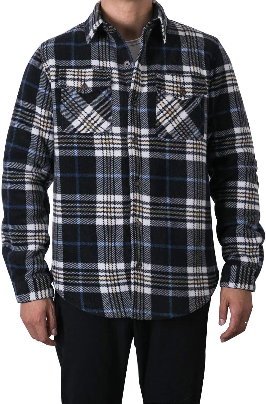 ZENTHACE Herrenjacke aus warmem Sherpa-Fleece, kariert, Flanellhemd (komplett mit Sherpa-Fleece gefü