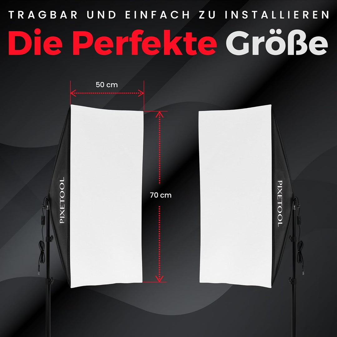 Fotostudio Set – 2 Softbox Licht, 2 Durchlichtschirm, 2 LED Lampen 4800 Lumen 3000-6000K – 50x70 cm