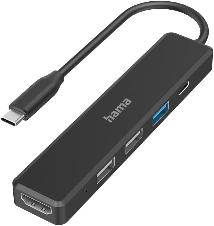 Hama USB C Hub, 5 Anschlüsse (USB C Adapter mit 480 Mbit/s High Speed, HDMI Splitter für 4K Qualität
