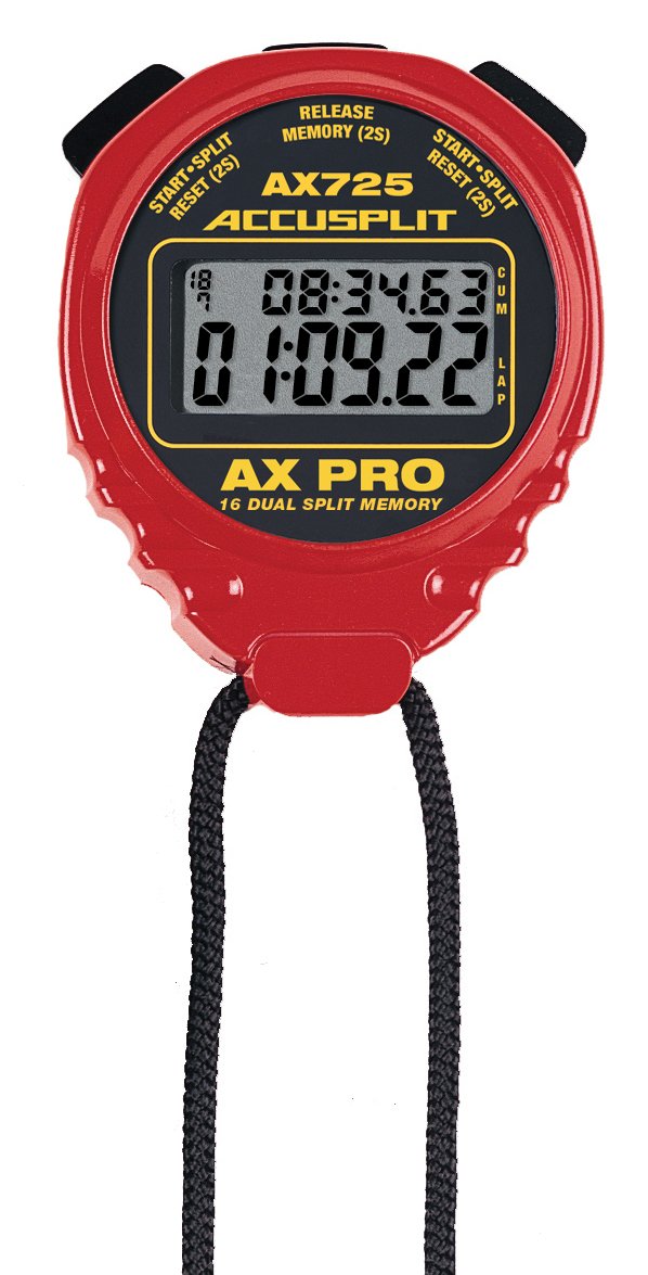 ACCUSPLIT AX725 Dual Line 16 Memory Pro Stoppuhr Rot/Ausflug, Einfarbig (Getaway Solids), Rot/Ausflu