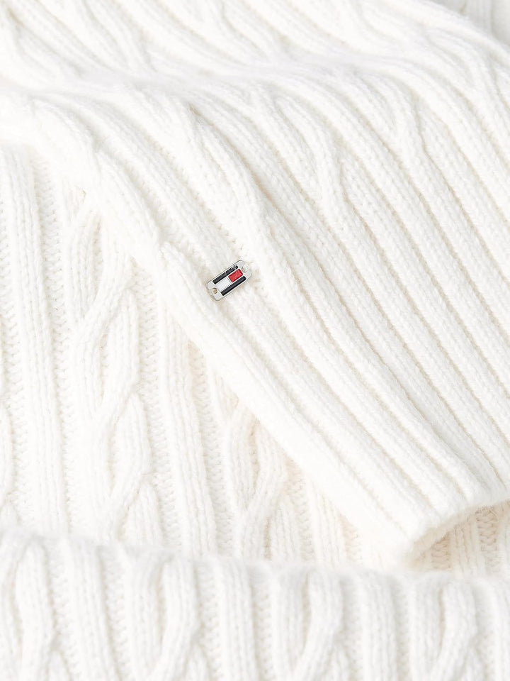 Tommy Hilfiger Damen Pullover, L Weiß (Ecru)