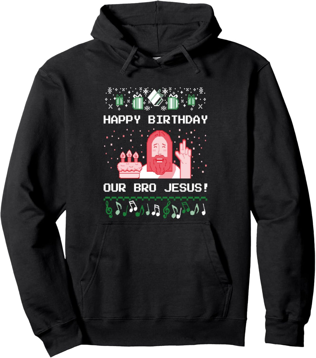 Alles Gute zum Geburtstag Kuchen für Bruder Jesus Geschenke Hässliche Weihnachten Pullover Hoodie