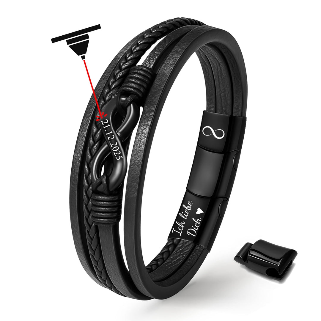 UNIQAL | Personaliesiertes Lederarmband mit Gravur "SHAPE" Herren Damen | Leather Bracelet mens | Ma