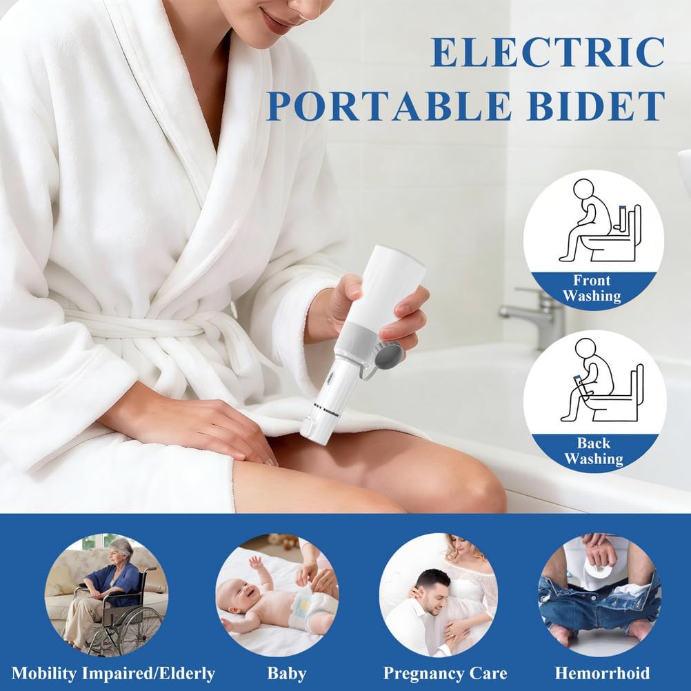 Elektrische Po Dusche,Portable Bidet Handbrause Mit 450Ml Peri Bottle,2 Druckmodi Tragbares Bidet Fü