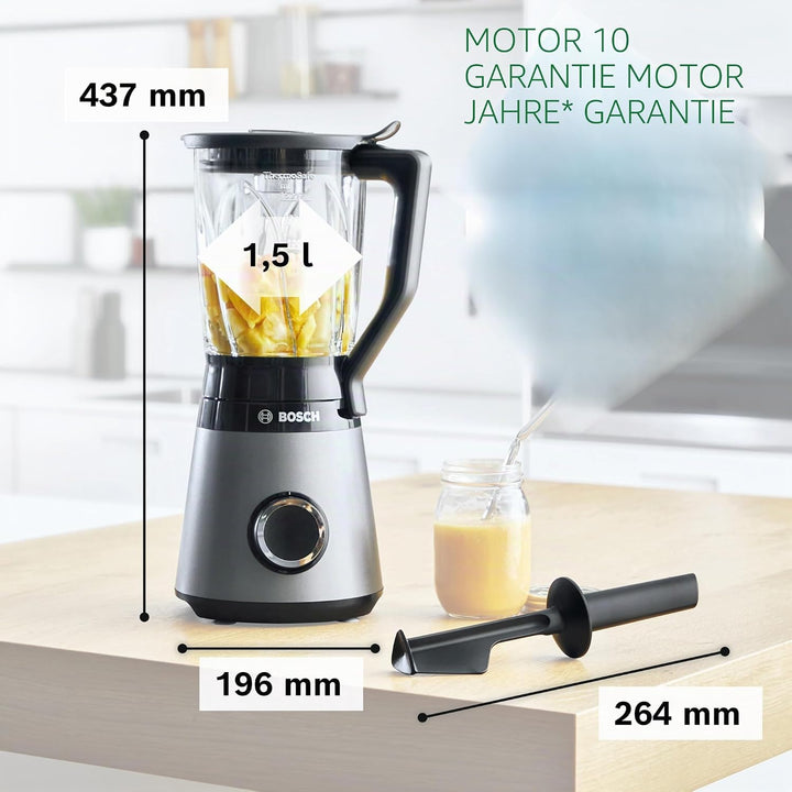Bosch Standmixer VitaPower Serie 4 MMB6172S, Edelstahl-Klingen Made in Germany, 1,5l ThermoSafe Glas