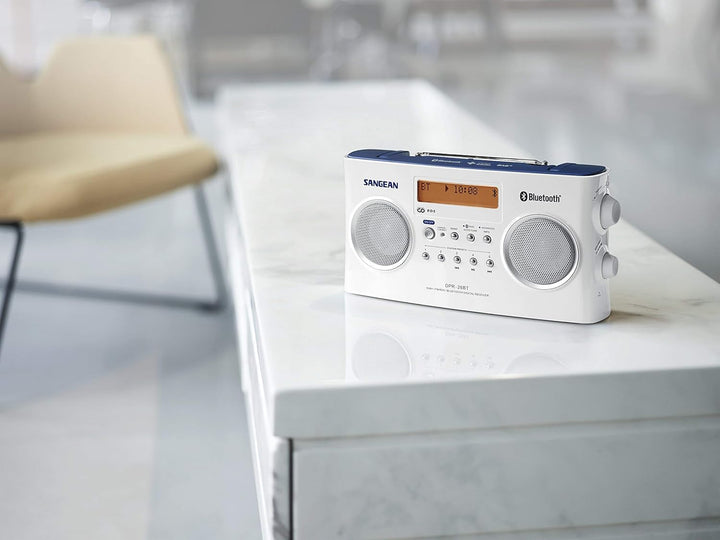 Sangean DPR-26BT tragbares DAB+ Digitalradio (UKW-Tuner, Bluetooth, AUX-In) weiss