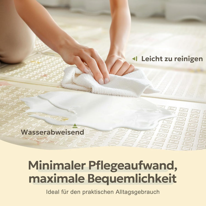 Mallify Krabbelmatte 180x200x1,5cm für Baby, Faltbar & Schadstofffrei, Beidseitig Verwendbare Spielm