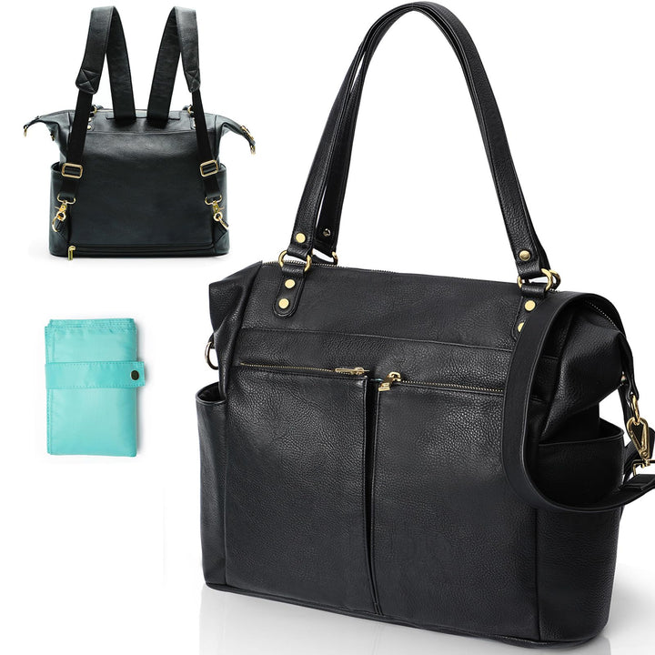 MISS FONG Wickelrucksack Wickeltasche Leder, Baby Rucksack Wickelrucksack Grosse Kapazität Mit 13 Wi
